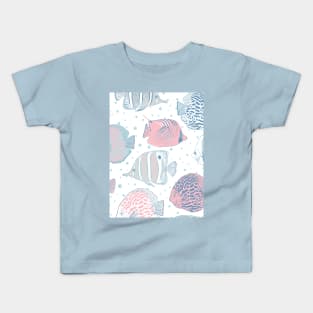 Aquarium Fishes | Pink Blue |Hand drawn Kids T-Shirt